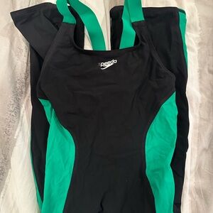 Speedo Women's Black and Green Swimsuit